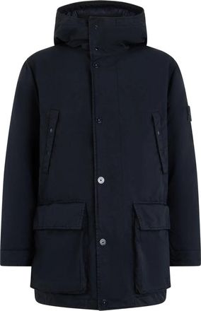 Stone Island Parka met capuchon - Heren - Parka Jassen - Blauw - M - Leer - Jassen