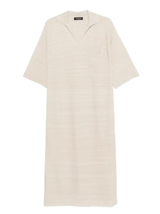 Fabiana Filippi V-neck pocket maxi dress - women - Virgin Wool/Cotton/Polyester/Viscose - 40 - Neutrals