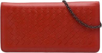 Bottega Veneta Pre-owned Nappa Leren Crossbody Tas - Dames - Vintage Clutch - Rood - ONE Size - Leer - Vintage