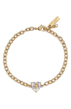 Kurt Geiger Crystal Heart Bracelet in Gold/Crystal at Nordstrom