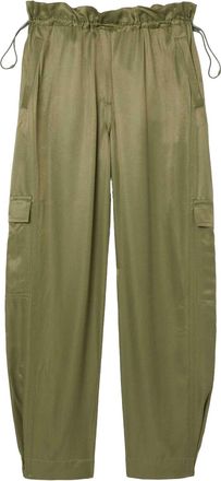 Lacoste Dames/Dames Satijnen Oversized Cargo Broek (Kaki Groen)