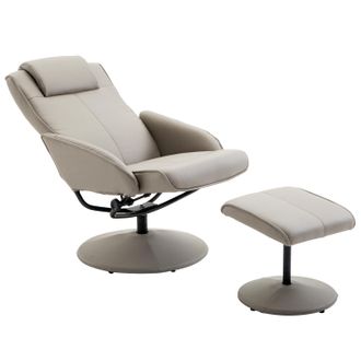 HOMCOM Poltrona Reclinabile Relax Con Poggiapiedi In Finta Pelle Grigio - Homcom
