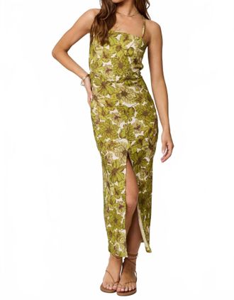 Stillwater Giada Square Neck Apron Midi Dress In Fiori Verde