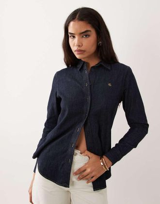 Ralph Lauren Camicia di jeans blu navy con bottoni
