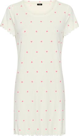 Vivance Nachthemd VIVANCE DREAMS, Damen, Gr. 32/34, N-Gr, off, wei&szlig;, Rippware, Obermaterial: 92% Viskose, 8% Elasthan, bedruckt, unifarben, bequem mini, Rundh