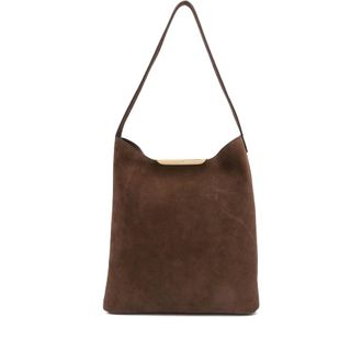 Elleme Shoulder Bags, female, Brown, Size: ONE SIZE Gemini Suede Gold-bar Shoulder Bag