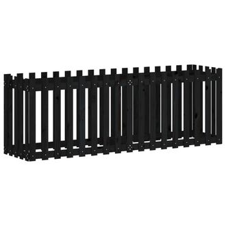 vidaXL Vidaxl - Arriate Elevado Jard&iacute;n Con Valla Madera Pino Negro 200x50x70cm
