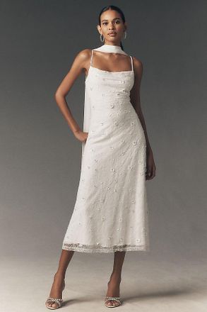 BHLDN 3D Deco Lace Slip Dress with Scarf