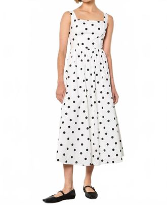 Apricot Polka Dot Smocked Midi Dress In White