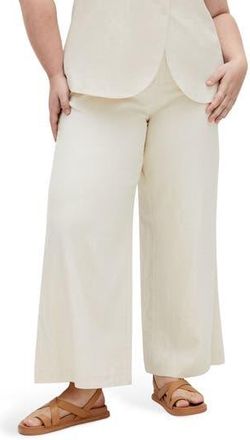 City Chic Viven Linen Blend Wide Leg Pants in Cream at Nordstrom Rack, Size 24W