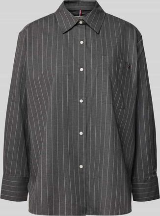 Tommy Hilfiger Regular Fit Hemdbluse aus reiner Baumwolle in Hellgrau, Größe 34