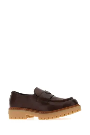 Prada Mens Brown Leather Loafers Ebano Vitello Mocassini