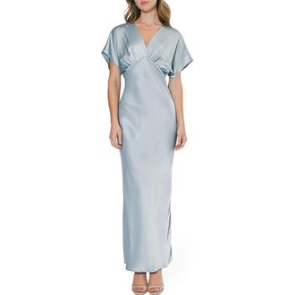 Adelyn Rae Dolman Sleeve Satin Cocktail Dress in Ice Blue at Nordstrom, Size Medium