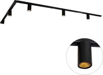 QAZQA Qazqa - Moderno Sistema de iluminación de riel moderno con 5 focos negros monofásicos GU10 35 mm - Iconic Ruby Acero /Plástico Adecuado para led Max