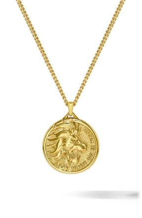 Vincero Mens Lion Pendant Necklace in Gold at Nordstrom, Size 21