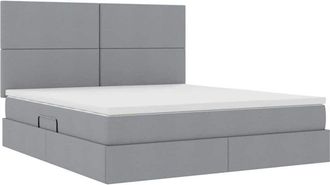 vidaXL Bed with LED Strip Lights Light Grey 180 x 200 cm Fabric vidaXL