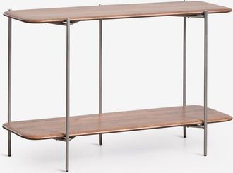 Sklum Consola Recibidor Rectangular 120x40 Cm En Madera De Mango Y Acero Inoxidable Vimara Sklum