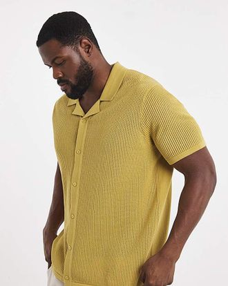 Jacamo Knitted Revere Collar Shirt