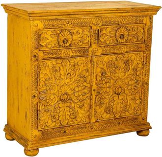 Wanderlust Deco Aparador de madera amarillo 90x40x90