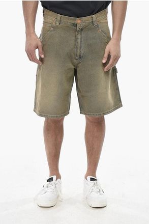 Cultura Stonewashed Cargo Shorts with Logo Button size Xl