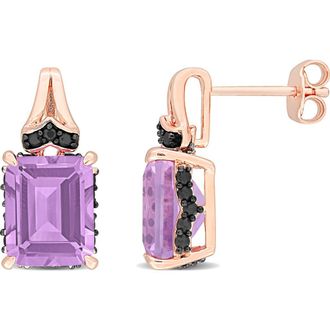Delmar Emerald-Cut Rose de France Amethyst Stud Earrings in Purple at Nordstrom Rack