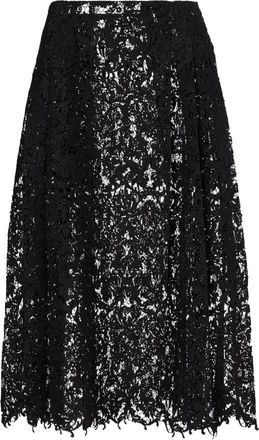 Fendi Macram&eacute; kanten midi rok - Dames - Midirokken - Zwart - S - Katoen - Rokken