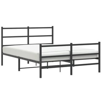 Berkfield Home Metal Bed Frame without Mattress with Footboard&not;Black 135x190cm in Black | Size: 135x190 cm