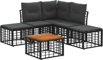 vidaXL Conjunto De Sof&aacute;s De Exterior 6 Uds. Negro Y Gris Oscuro Vidaxl