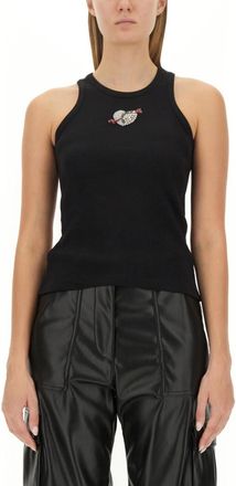 Msgm Black Solid Crew Neck Top