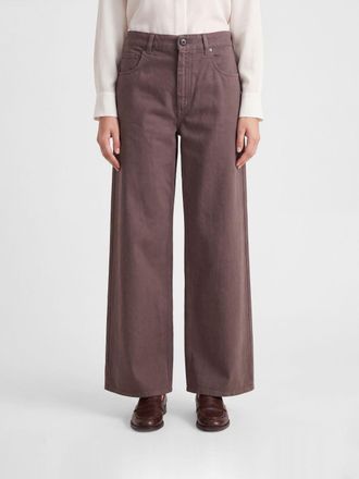 Brunello Cucinelli Jeans wide leg a vita media in denim di cotone