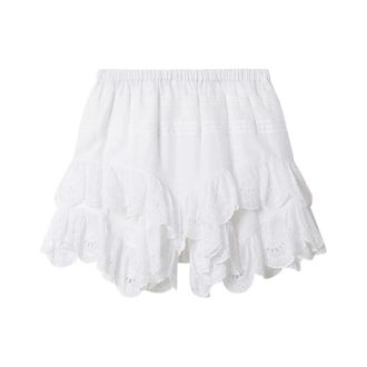 Isabel Marant Rokken, Dames, Wit, XS, Ruffled Lace Tiered Short Skirt