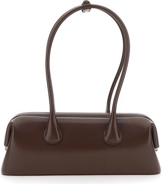 Osoi Womens Shoulder Bag Boat Wide Brown Leather Cow