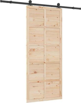 vidaXL Vidaxl - Puerta Deslizante Marr&oacute;n 90 X 208 Cm Madera Maciza De Pino