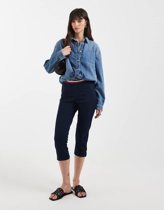 Tommy Jeans Leggings blu navy con fascia in vita con logo