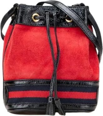 Gucci Pre-owned Bucket Bags, female, Red, Size: ONE SIZE Pre-owned Suede gucci-bags