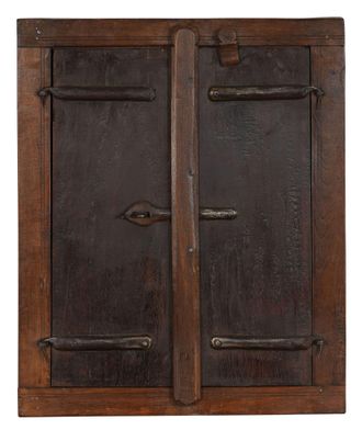 Biscottini International Reja De Ventana De Madera Maciza Y Hierro Medieval Antiguo Con Marco Interior O Exterior