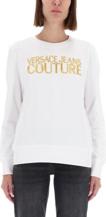 Versace Jeans Couture White Bold Gold Logo Sweatshirt