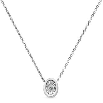 House of Brilliance 10K White Gold 1/10 Cttw Miracle Set Round-Cut Diamond 18 Pendant Necklace