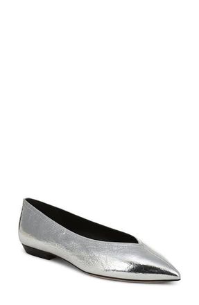 Veronica Beard Bancroft Pointed Toe Flat in Silver at Nordstrom, Size 5.5
