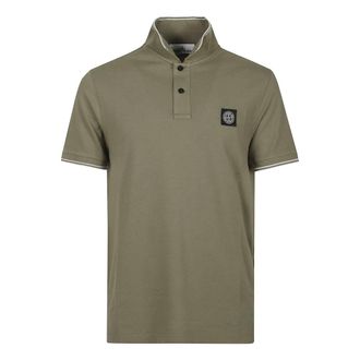 Stone Island Polo Shirts, male, Green, Size: XL Short Sleeve Slim Fit Polo Shirt
