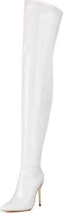 Generic White,5.5 UK,Thigh High Boots for Women Over The Knee Boots with Stiletto Heel Side Zipper Comfy Long Boot Wedding Party Dating Dress Shoes