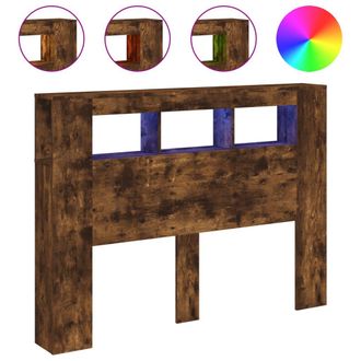 vidaXL Cabecero Led Madera Ingenier&iacute;a Roble Ahumado 140x18,5x103,5 Cm Vidaxl