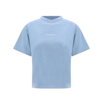 Balenciaga Back T-Shirt - Dames - Tops - Blauw - Maat: M Katoen