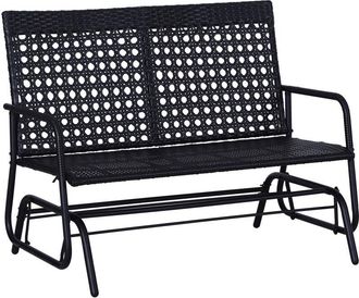 OUTSUNNY 2 Seater Wicker Glider Bench Chair Rocking Chair Patio Garden Armchair