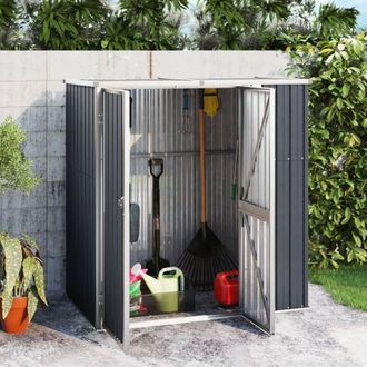 Berkfield Home Garden Tool Shed Anthracite 161x89x161 cm Galvanised Steel in Black | Size: 161 x 89 x 161 cm