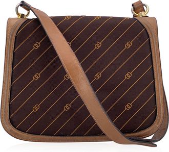 Gucci Gucci Vintage stoffen schoudertas met diagonaal logo