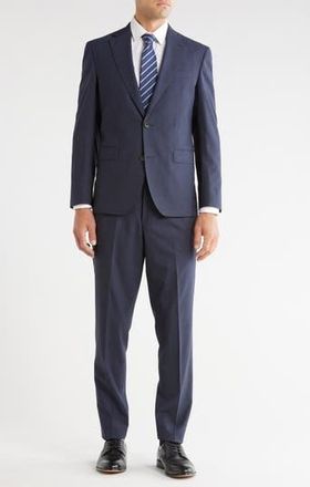 Jack Victor Esprit Solid Blue Wool Suit in Blue/Grey Heather at Nordstrom Rack, Size 46 Regular