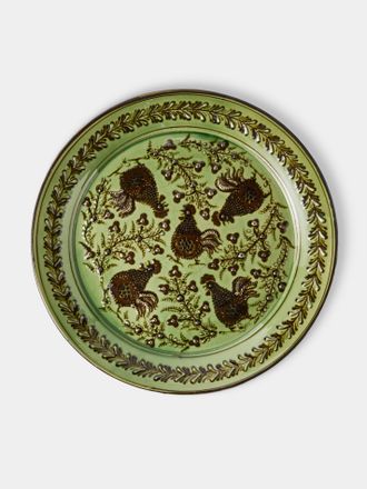Poterie d'&Eacute;vires Chickens Hand-Painted Ceramic Round Platter
