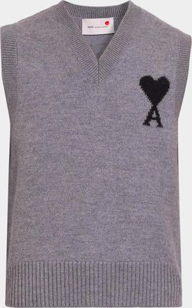 Ami Quota Ami De Coeur Logo Knit Vest