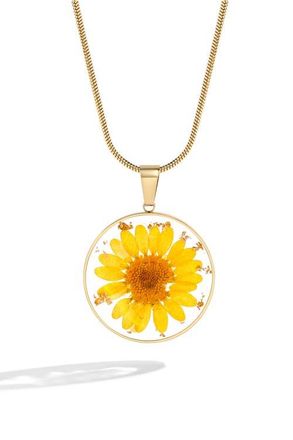 Mint & Lily Pressed Birth Flower Necklace in Gold /Chrysanthemum at Nordstrom